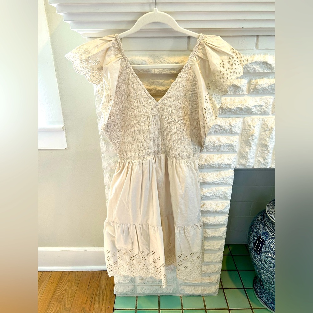 Cream Eyelet Mini Dress